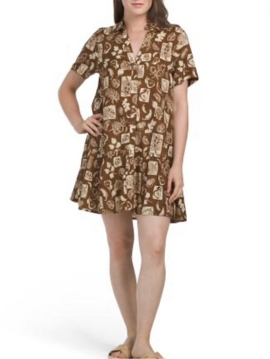 Japna Dresses & Skirts - NWT Japna brown & cream print shirt dress M